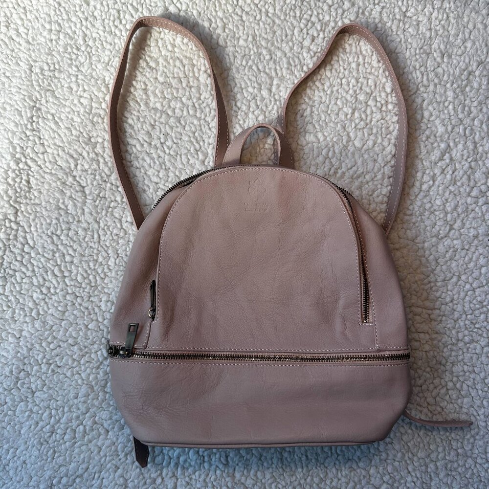 Vera Pelle Small Pink Italian Leather Backpack